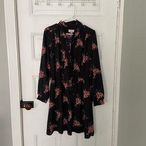 LOFT Dress Size Medium Black Floral Print NWOT